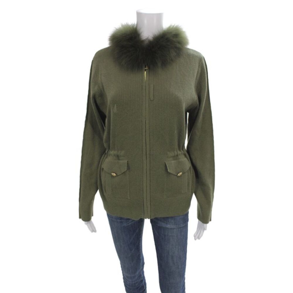 Max & Moi Women Anorak Zip Merino Wool Green Fall Pre-Owned Size M